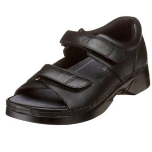 Propet Pedic Walker Black Leather Sandals Closed Heels Velcro Orthopedic W10 M8